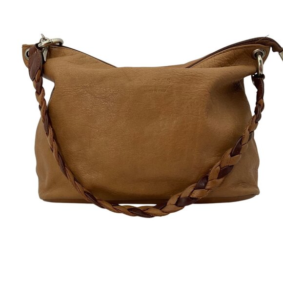 Maria's Artisan Leather Shoulder Bag Brown Braided Strap Made Italy Boho Slouchy - Picture 1 of 16